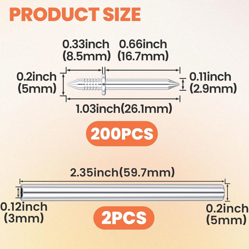 Deozu 200 Pcs Double-Head Skirting Nails with Sleeve Tool, Double Sided Nails, Double-Headed Nails, Double Head Skirting Nails Tool - Image 2